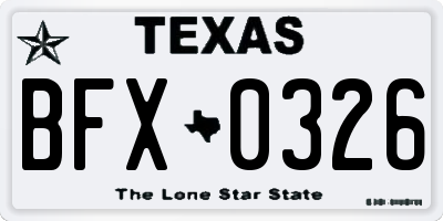 TX license plate BFX0326
