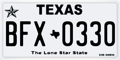 TX license plate BFX0330