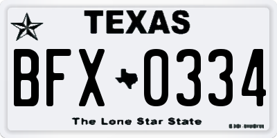 TX license plate BFX0334