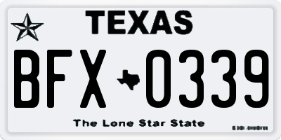 TX license plate BFX0339