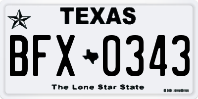 TX license plate BFX0343