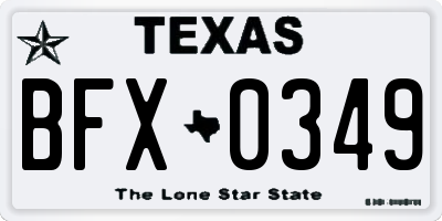 TX license plate BFX0349