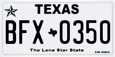 TX license plate BFX0350