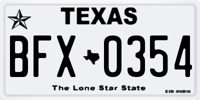 TX license plate BFX0354