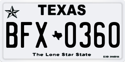 TX license plate BFX0360