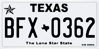 TX license plate BFX0362