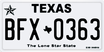 TX license plate BFX0363
