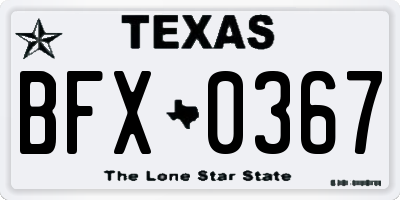 TX license plate BFX0367