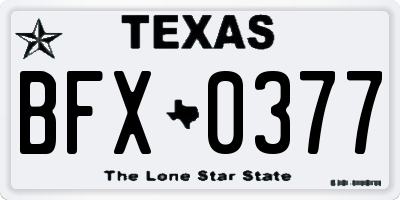 TX license plate BFX0377