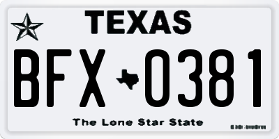 TX license plate BFX0381