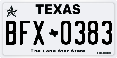 TX license plate BFX0383
