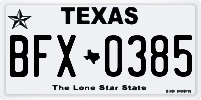 TX license plate BFX0385