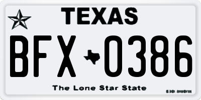 TX license plate BFX0386