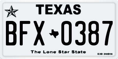 TX license plate BFX0387