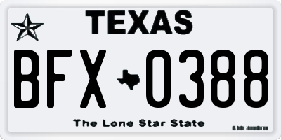 TX license plate BFX0388