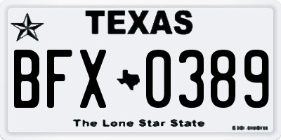 TX license plate BFX0389
