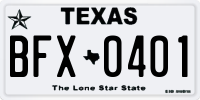TX license plate BFX0401