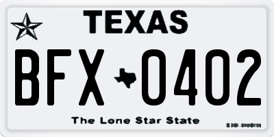 TX license plate BFX0402