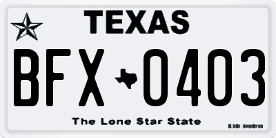 TX license plate BFX0403