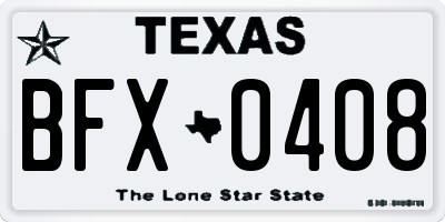 TX license plate BFX0408
