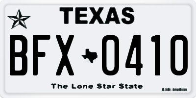 TX license plate BFX0410