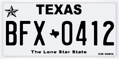 TX license plate BFX0412
