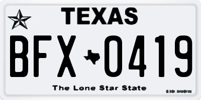 TX license plate BFX0419