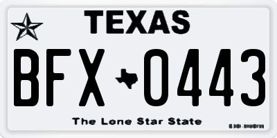 TX license plate BFX0443
