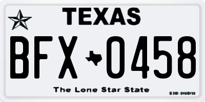 TX license plate BFX0458