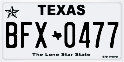 TX license plate BFX0477