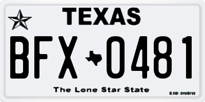 TX license plate BFX0481