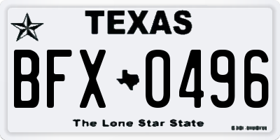 TX license plate BFX0496