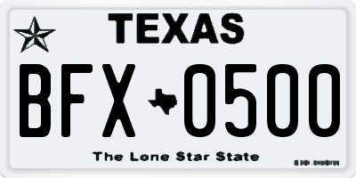 TX license plate BFX0500
