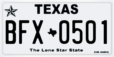 TX license plate BFX0501