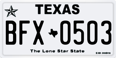 TX license plate BFX0503