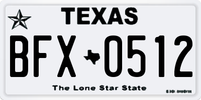 TX license plate BFX0512