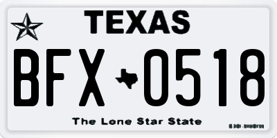 TX license plate BFX0518