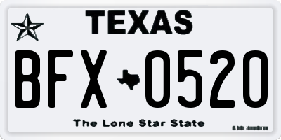 TX license plate BFX0520