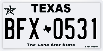 TX license plate BFX0531