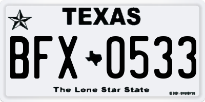 TX license plate BFX0533