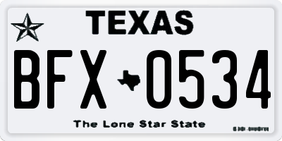 TX license plate BFX0534