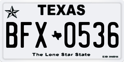 TX license plate BFX0536