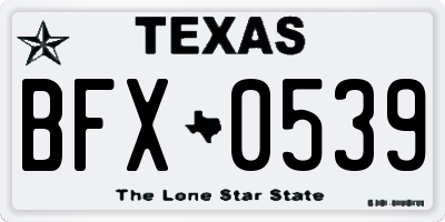 TX license plate BFX0539