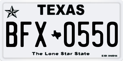 TX license plate BFX0550