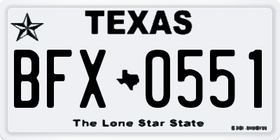 TX license plate BFX0551
