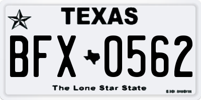 TX license plate BFX0562