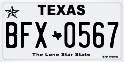 TX license plate BFX0567