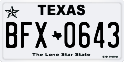 TX license plate BFX0643