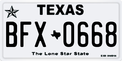 TX license plate BFX0668