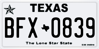 TX license plate BFX0839